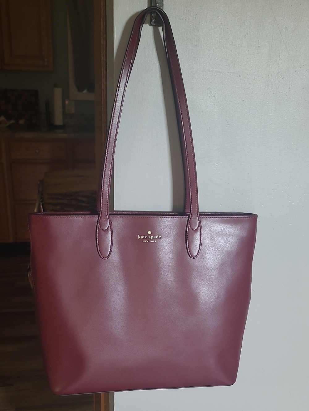 kate spade burgundy leather shoulder tote